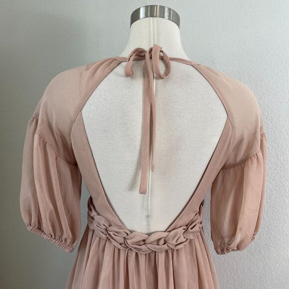 Laundry By Shelli Segal Womens 6 Dusty Pink 100% Silk Babydoll Dress Open Back - Picture 7 of 12
